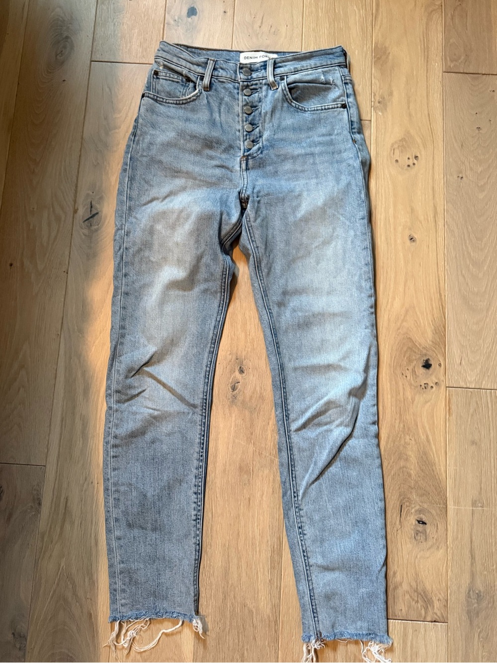 Denim Forum High-Rise Button-Fly Women's Jeans in Light Blue